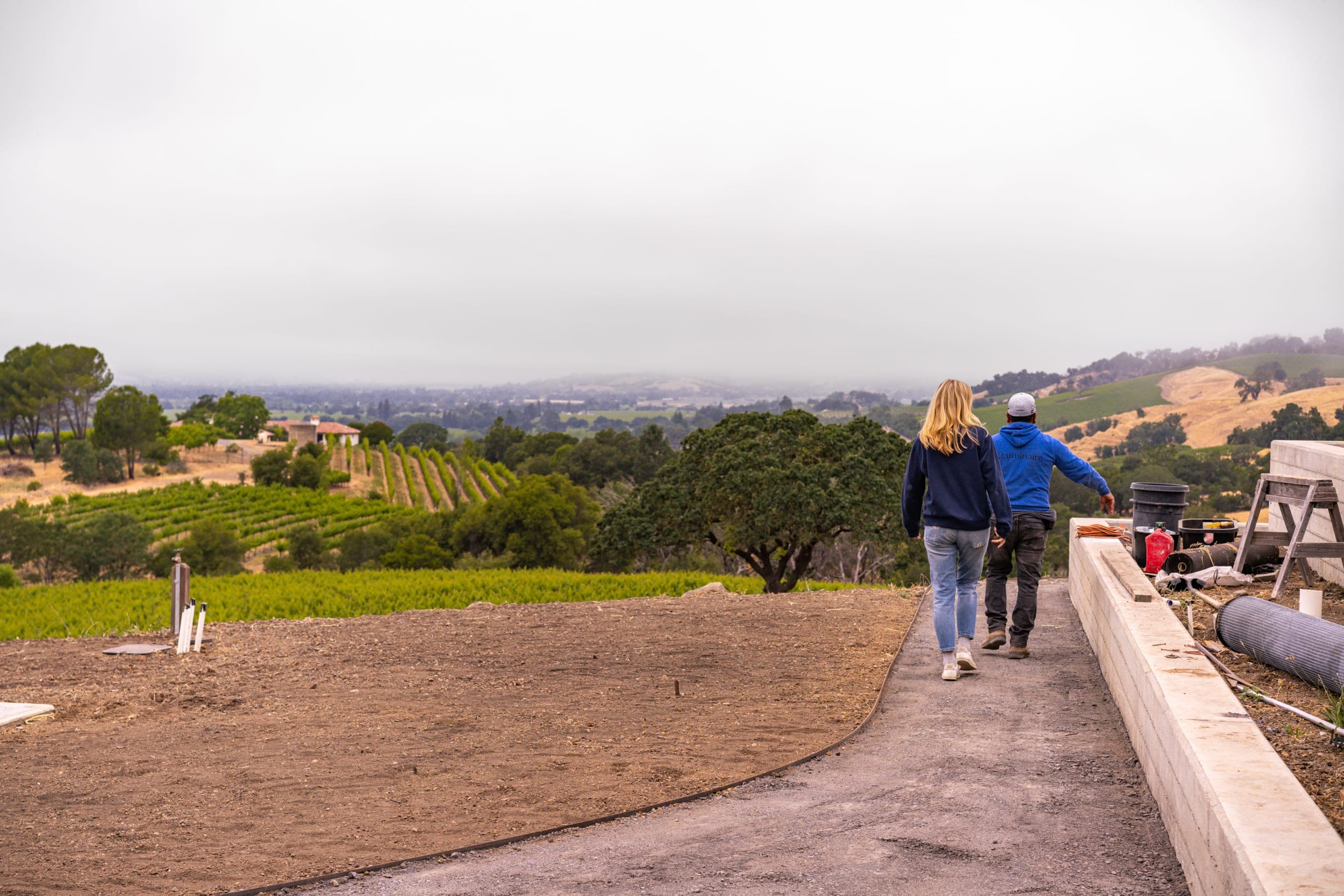 Landscape construction site overlooking Alexander Valley